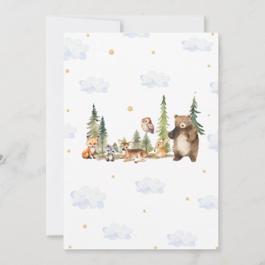 Schattigee bosdieren op één 1e verjaardag kaart (Achterkant)
