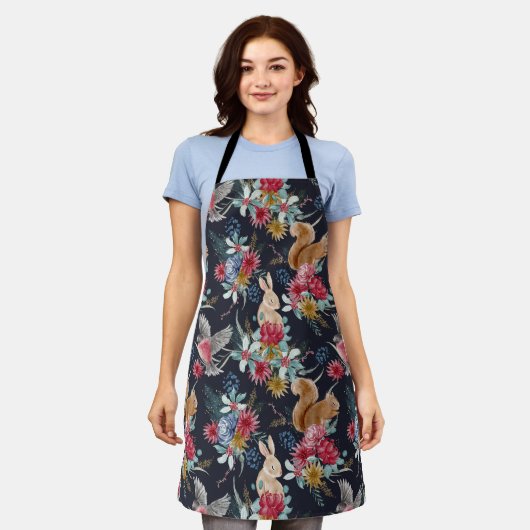 Schattigee bosdieren overal print Schort (Gedragen)