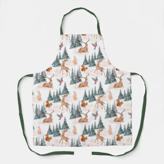 Schattigee bosdieren overal print Schort (Voorkant)