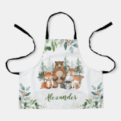 Schattigee bosdieren pijnbomen kleine kok schort (Voorkant)