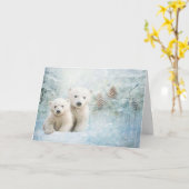 Schattigee bosdieren polair Beer in sneeuwgroet Kaart (Gele Bloem)