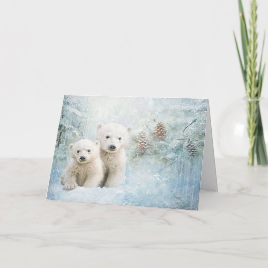 Schattigee bosdieren polair Beer in sneeuwgroet Kaart (Voorkant)