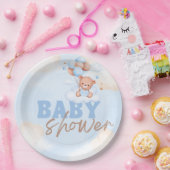 Schattigee bosdieren rustiek groen Baby Papieren Bordje (Feest)