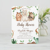 Schattigee bosdieren schapenbladeren Baby shower Kaart (Staand voorkant)