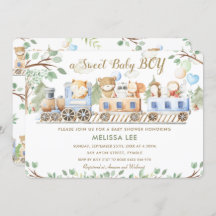 Schattigee bosdieren Train Greenery Baby shower