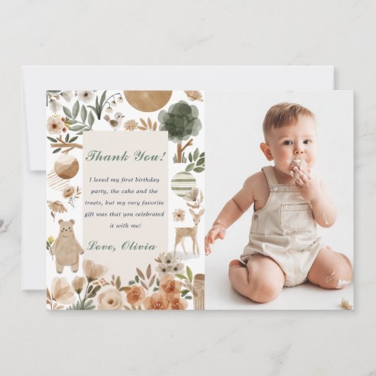Schattigee bosdieren Verjaardag Dankjewel Card Kaart (Voorkant)