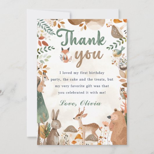Schattigee bosdieren Verjaardag Dankjewel Card Kaart (Voorkant)