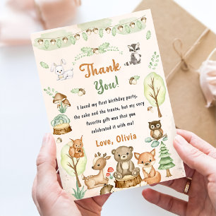 Schattigee bosdieren Verjaardag Dankjewel Card Kaart
