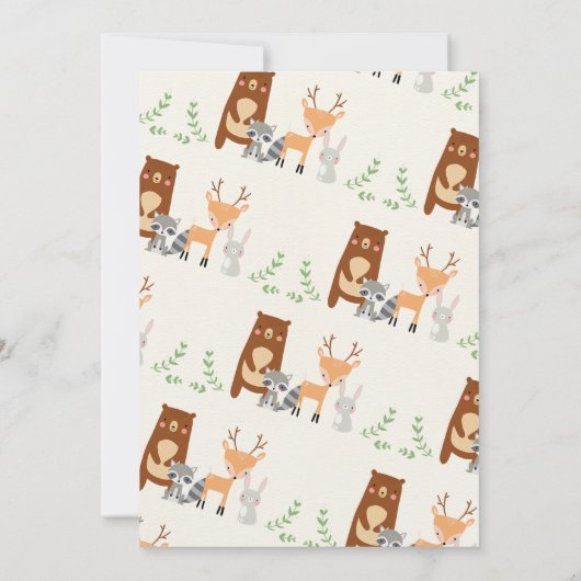 Schattigee bosdieren verjaardagsuitnodiging kaart (Achterkant)