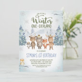 Schattigee bosdieren winter nederland verjaardag kaart (Staand voorkant)