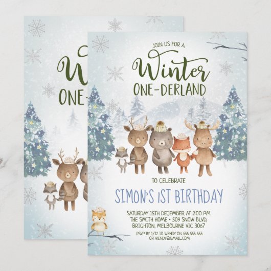 Schattigee bosdieren winter nederland verjaardag kaart (Voorkant / Achterkant)