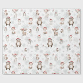 Schattigee bosdieren Winter Wonderland Decoupage Cadeaupapier (Vlak)
