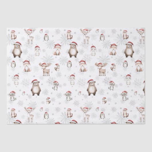 Schattigee bosdieren Winter Wonderland Decoupage Tissuepapier (Voorkant)