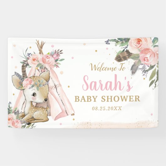 Schattigee bosherten Boho Tribal Welkom Achtergron Spandoek (Horizontaal)