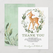 Schattigee bosherten bos groen Baby Fawn Bedankkaart (Voorkant / Achterkant)
