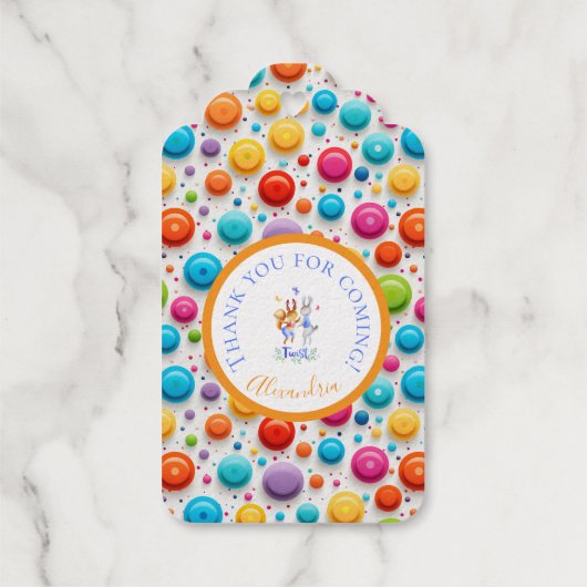 Schattigee Boskonijnen Dansen Regenboog Polka Dots Cadeaulabels (Achterkant)