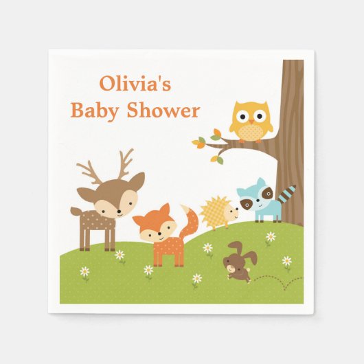 Schattigee bosrijke dierenluiers servetten (Voorkant)