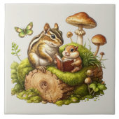 Schattigee bosrijke dierenvrienden tegeltje (Voorkant)