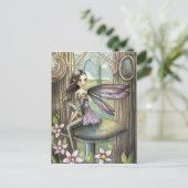 Schattigee Bossen Fairy op paddenstoel Flower Faer Briefkaart (Staand voorkant)
