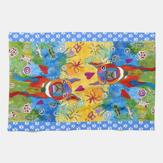 Schattigee Boston Terrier 1/2 vouw keukenhanddoek (Horizontaal)