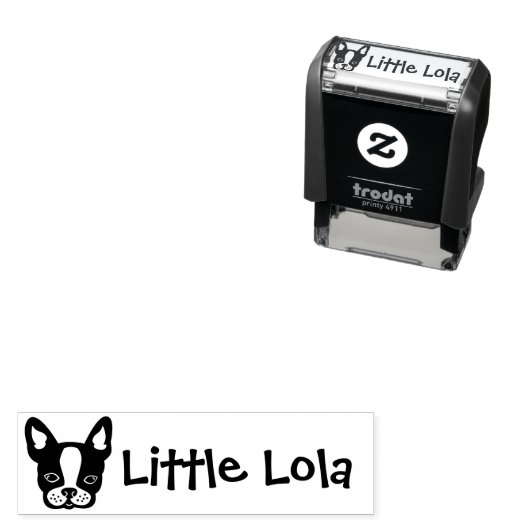 Schattigee Boston Terrier Bulldog Frenchie naam Zelfinktende Stempel (In situ)