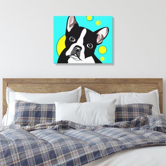 Schattigee Boston Terrier Canvas Kunst (Insitu (Slaapkamer))