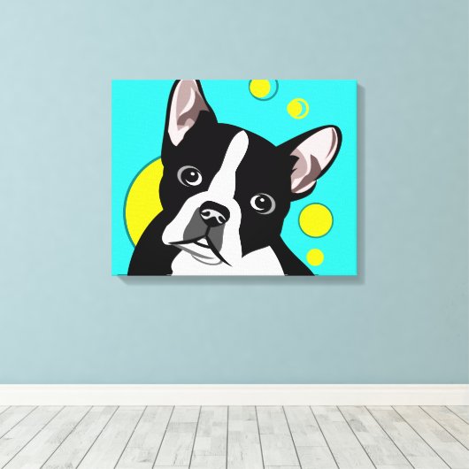 Schattigee Boston Terrier Canvas Kunst (Insitu (Houten vloer))
