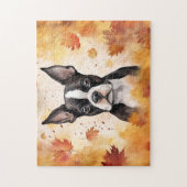 Schattigee Boston Terrier Dog/Autumn/Herfst Legpuzzel (Verticaal)