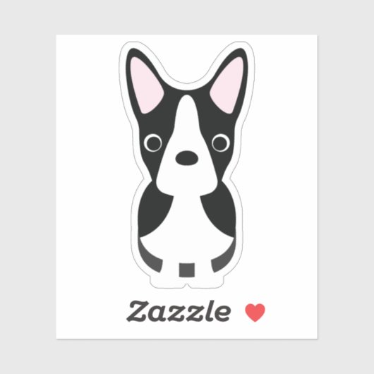 Schattigee Boston Terrier Dog Puppy Pup Kiss Cut V Sticker (Vel)