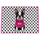 Schattigee Boston Terrier Dog Roze Trui Gepersonal Groot Cadeauzakje (Voorkant)