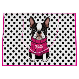 Schattigee Boston Terrier Dog Roze Trui Gepersonal Groot Cadeauzakje