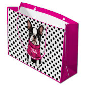 Schattigee Boston Terrier Dog Roze Trui Gepersonal Groot Cadeauzakje (Achterkant Gekanteld)