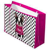 Schattigee Boston Terrier Dog Roze Trui Gepersonal Groot Cadeauzakje (Voorkant Gekanteld)