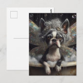 Schattigee Boston Terrier Fairy in een bubbelbad Briefkaart (Voorkant / Achterkant)