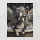 Schattigee Boston Terrier Fairy in een bubbelbad Briefkaart (Voorkant)