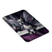 Schattigee Boston Terrier Fairy in een Paarse badk Magneet (Rechterzijde)
