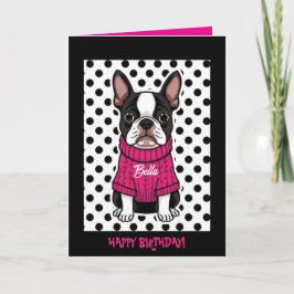 Schattigee Boston Terrier gepersonaliseerde gevouw Kaart
