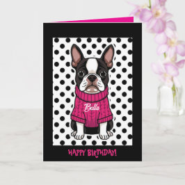 Schattigee Boston Terrier gepersonaliseerde gevouw Kaart