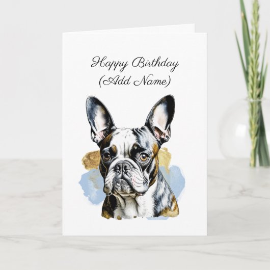 Schattigee Boston Terrier Gepersonaliseerde Verjaa Kaart (Voorkant)