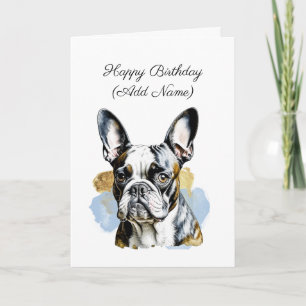 Schattigee Boston Terrier Gepersonaliseerde Verjaa Kaart
