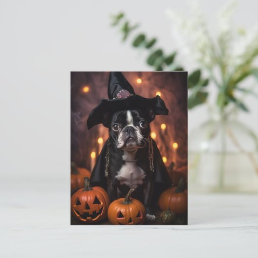 Schattigee Boston Terrier Halloween Briefkaart (Staand voorkant)