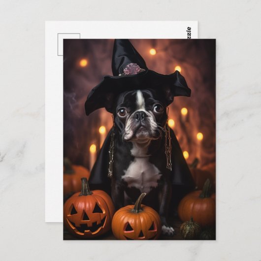 Schattigee Boston Terrier Halloween Briefkaart (Voorkant / Achterkant)