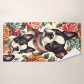 Schattigee Boston Terrier Illustratie Badhanddoek (Badhanddoek)