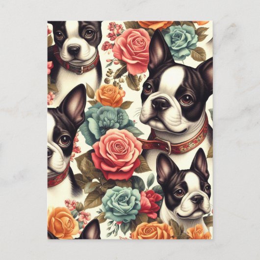 Schattigee Boston Terrier Illustratie Briefkaart (Voorkant)