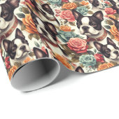 Schattigee Boston Terrier Illustratie Cadeaupapier (Rol Hoek)