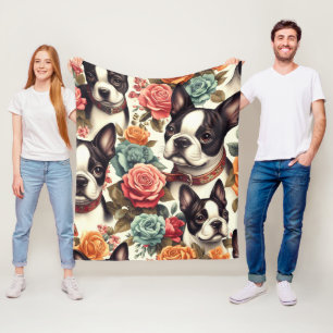 Schattigee Boston Terrier Illustratie Fleece Deken