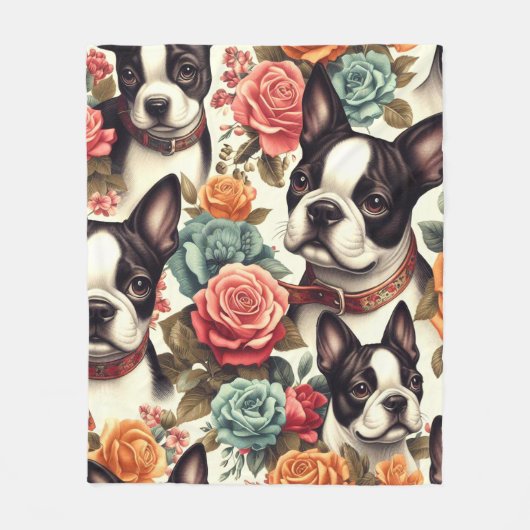 Schattigee Boston Terrier Illustratie Fleece Deken (Voorkant)