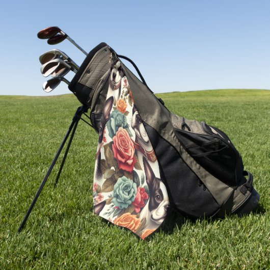 Schattigee Boston Terrier Illustratie Golfhanddoek (Groen)