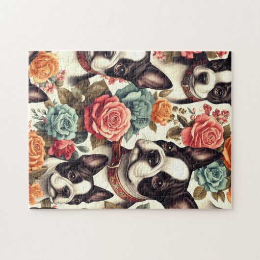 Schattigee Boston Terrier Illustratie Legpuzzel (Horizontaal)