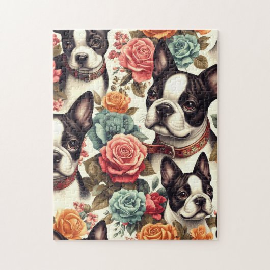 Schattigee Boston Terrier Illustratie Legpuzzel (Verticaal)
